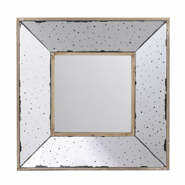 Homeroots 12 in. Square Wall Mounted Vintage Style Glass Frame Accent Mirror, Silver 484978